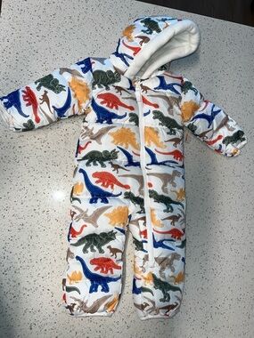 okie dokie dinosaur baby hooded bodysuit 3-6 months
